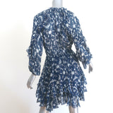 Ulla Johnson Alissa Long Sleeve Mini Dress Navy Floral Print Silk Size 0 NEW