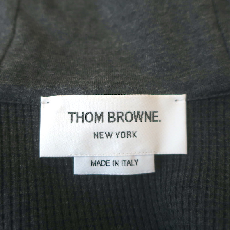 Thom Browne 4-Bar Waffle Knit Zip-Up Hoodie Charcoal Size 4