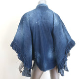 Dsquared2 Lilou Ruffled Paint-Splattered Denim Shirt Dark Blue Size 38