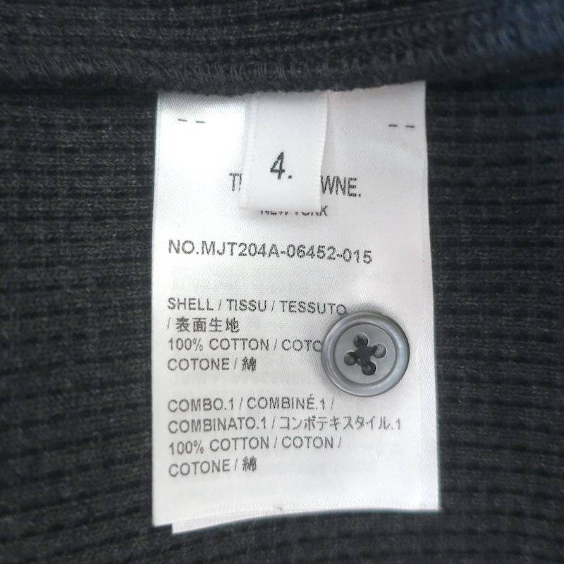 Thom Browne 4-Bar Waffle Knit Zip-Up Hoodie Charcoal Size 4