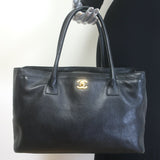 Chanel 2008 Cerf Executive Shopper Tote Black Caviar Leather Medium Shoulder Bag