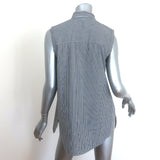 Brunello Cucinelli Monili-Collar Striped Button Down Top Gray/White Size Medium