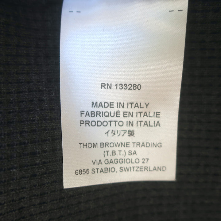 Thom Browne 4-Bar Waffle Knit Zip-Up Hoodie Charcoal Size 4