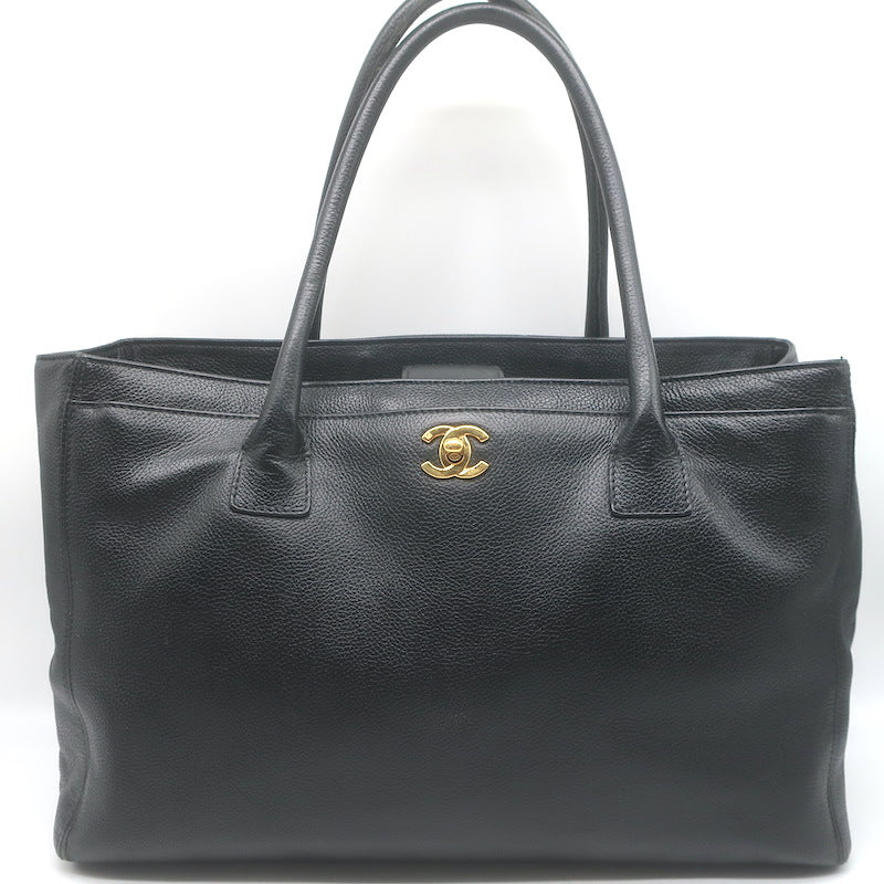 Chanel 2008 Cerf Executive Shopper Tote Black Caviar Leather Medium Shoulder Bag