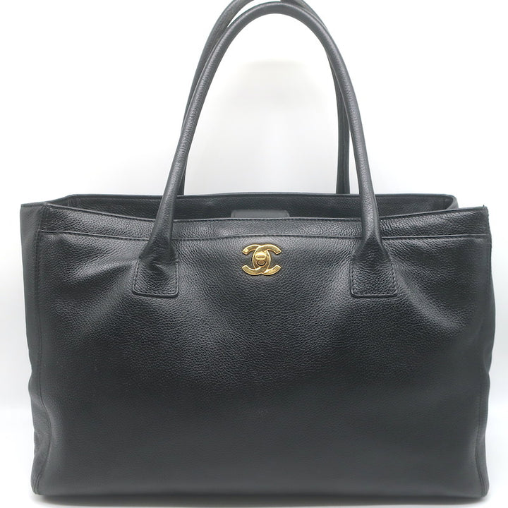 Chanel 2008 Cerf Executive Shopper Tote Black Caviar Leather Medium Shoulder Bag