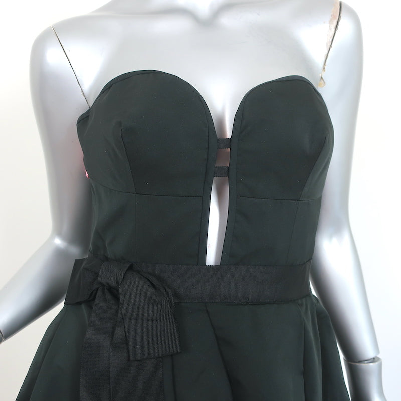 Oscar de la Renta Strapless Two-Tone Cocktail Dress Black/Pink Silk-Blend Size 6
