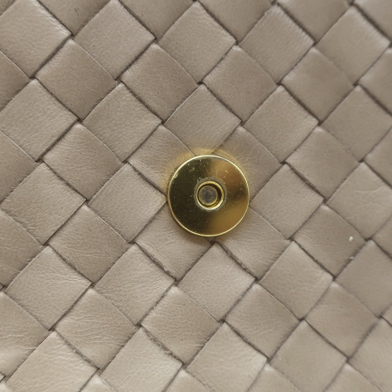 Vintage Bottega Veneta Front Flap Crossbody Bag Beige Intrecciato Leather