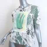 Marni Tie-Back Tee White Cactus Print Cotton Jersey Size 42 Short Sleeve Top