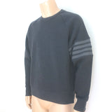 Thom Browne 4-Bar Waffle Knit Raglan Sweatshirt Charcoal Cotton Size 4