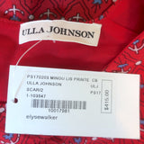 Ulla Johnson Minou Blouse Red Paisley Print Chiffon Size 2 Long Sleeve Top NEW