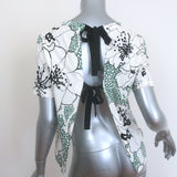 Marni Tie-Back Tee White Cactus Print Cotton Jersey Size 42 Short Sleeve Top