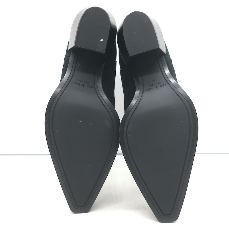 Authentic Rag &amp; Bone Dart Western ankle boots in black suede, size 36 — pre-owned, like-new condition