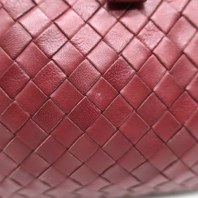 Vintage Bottega Veneta Frame Shoulder Bag Red Intrecciato Leather