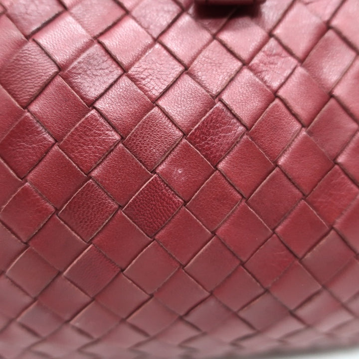 Vintage Bottega Veneta Frame Shoulder Bag Red Intrecciato Leather