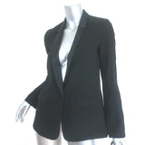 Nili Lotan Satin-Lapel Blazer Black Crepe Size 0 One-Button Jacket NEW