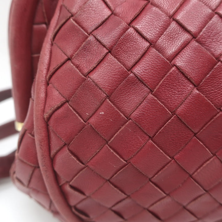 Vintage Bottega Veneta Frame Shoulder Bag Red Intrecciato Leather