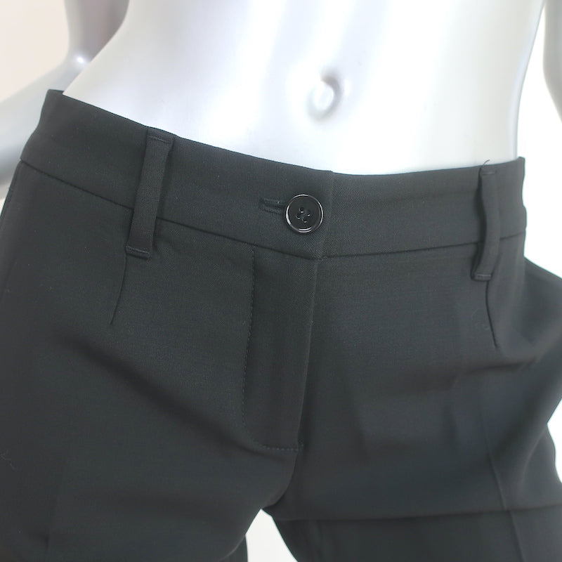 Dolce &amp; Gabbana Trousers Black Stretch Wool Size 36 Straight Leg Pants