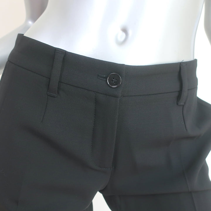 Dolce &amp; Gabbana Trousers Black Stretch Wool Size 36 Straight Leg Pants