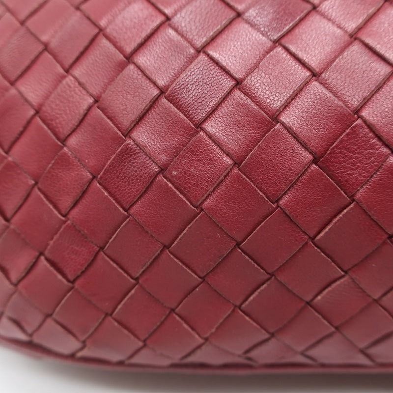 Vintage Bottega Veneta Frame Shoulder Bag Red Intrecciato Leather