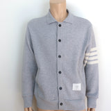 Thom Browne 4-Bar Waffle Knit Collared Cardigan Light Gray Cashmere-Wool Size 4
