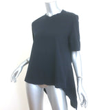 Marni Asymmetric Ruffled-Back Tee Black Cotton Jersey Size 44 Short Sleeve Top