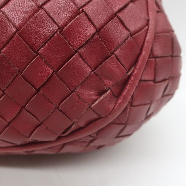Vintage Bottega Veneta Frame Shoulder Bag Red Intrecciato Leather