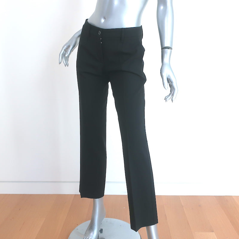 Dolce &amp; Gabbana Trousers Black Stretch Wool Size 36 Straight Leg Pants