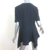 Marni Asymmetric Ruffled-Back Tee Black Cotton Jersey Size 44 Short Sleeve Top
