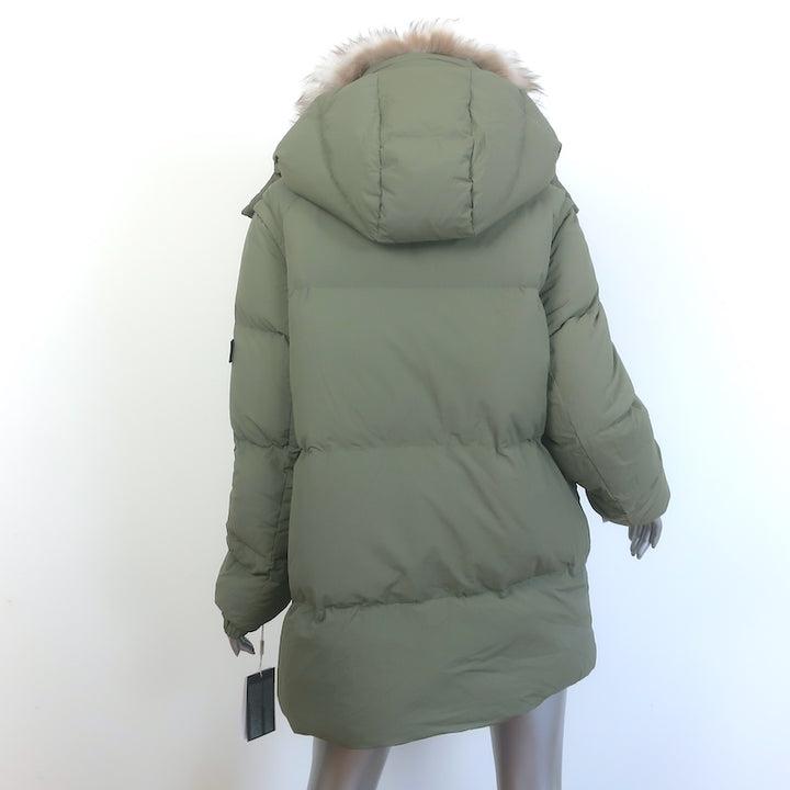 Yves Salomon ARMY Convertible Down Puffer Coat Green Size 38 Hooded Vest NEW