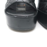 Chanel 24P Quilted Leather CC Platform Slingback Sandals Black Size 36