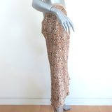 Anine Bing Bar Midi Skirt Beige Python Print Silk Charmeuse Size Extra Small NEW