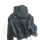 Oval Square Tempo leather hooded bomber jacket in black, size XS — pre-owned luxury piece, gently worn.