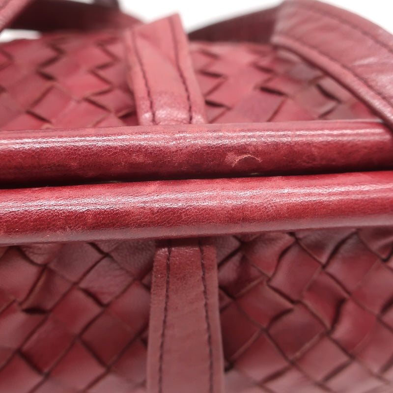 Vintage Bottega Veneta Frame Shoulder Bag Red Intrecciato Leather