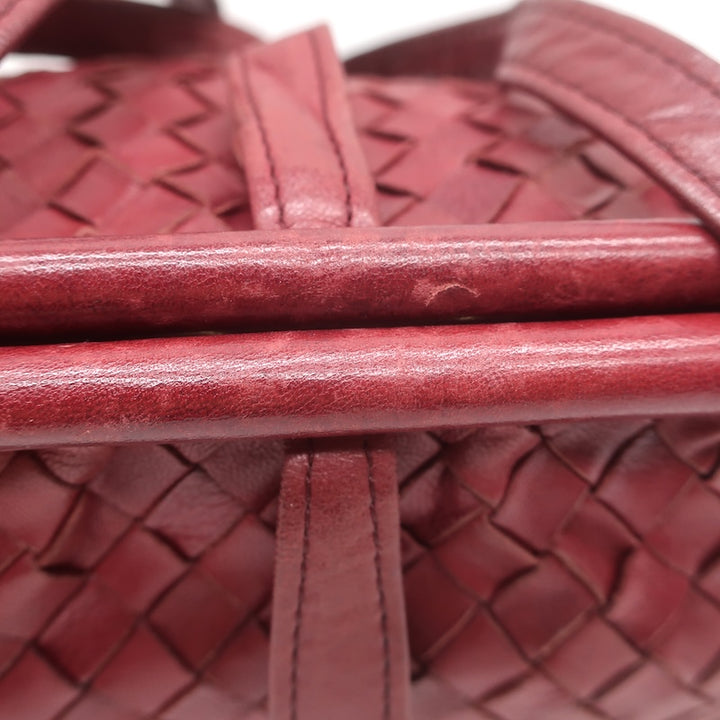 Vintage Bottega Veneta Frame Shoulder Bag Red Intrecciato Leather