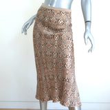 Anine Bing Bar Midi Skirt Beige Python Print Silk Charmeuse Size Extra Small NEW
