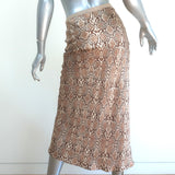 Anine Bing Bar Midi Skirt Beige Python Print Silk Charmeuse Size Extra Small NEW