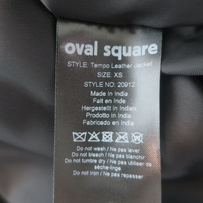 Oval Square black leather hooded bomber jacket, size XS, pre-owned and gently worn luxury outerwear