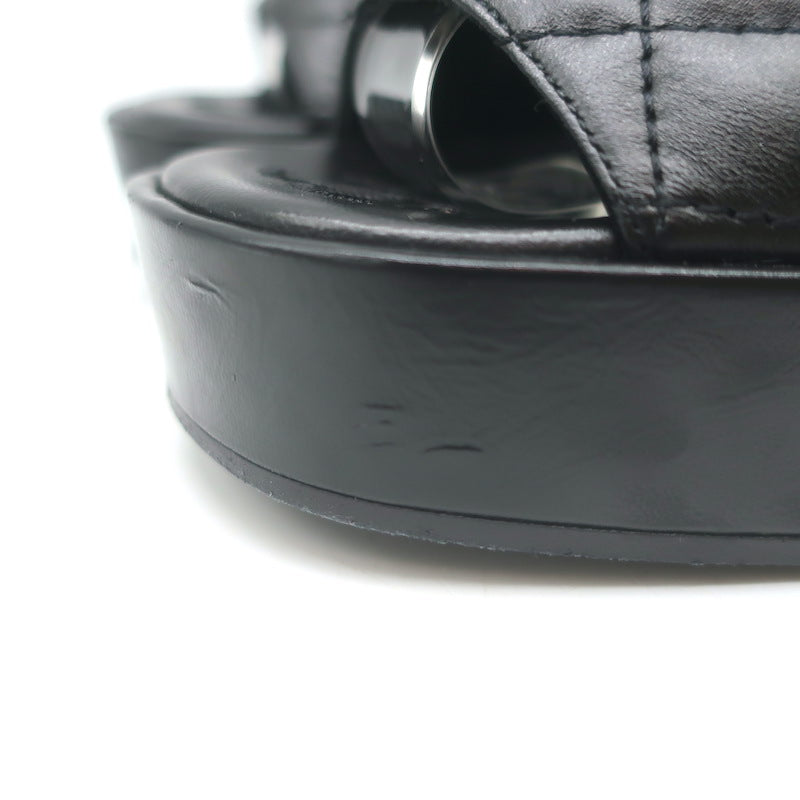 Chanel 24P Quilted Leather CC Platform Slingback Sandals Black Size 36
