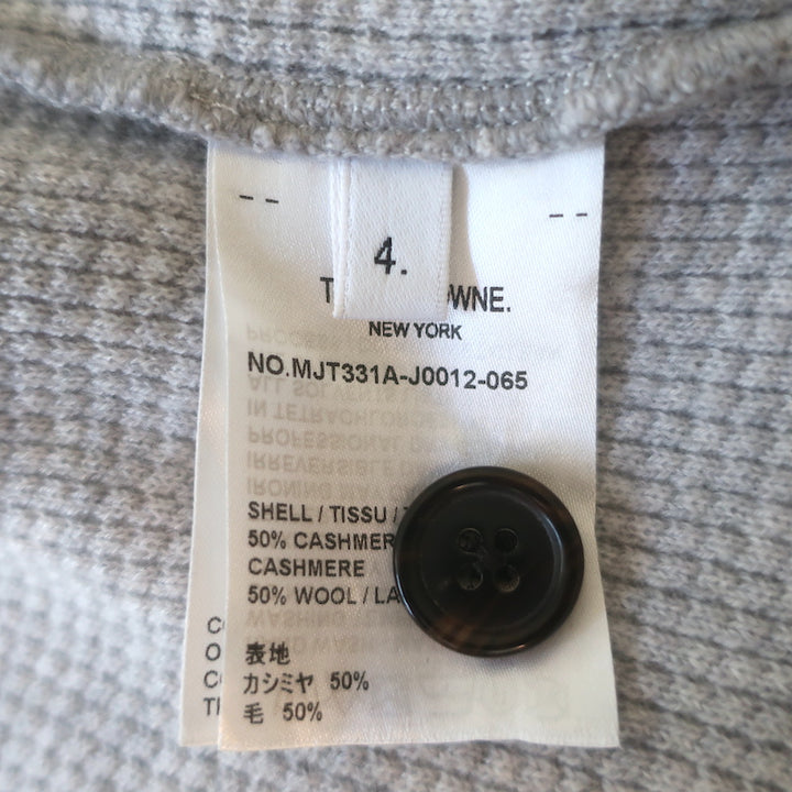 Thom Browne 4-Bar Waffle Knit Collared Cardigan Light Gray Cashmere-Wool Size 4