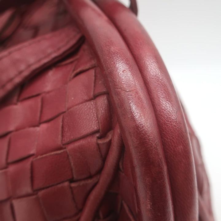 Vintage Bottega Veneta Frame Shoulder Bag Red Intrecciato Leather