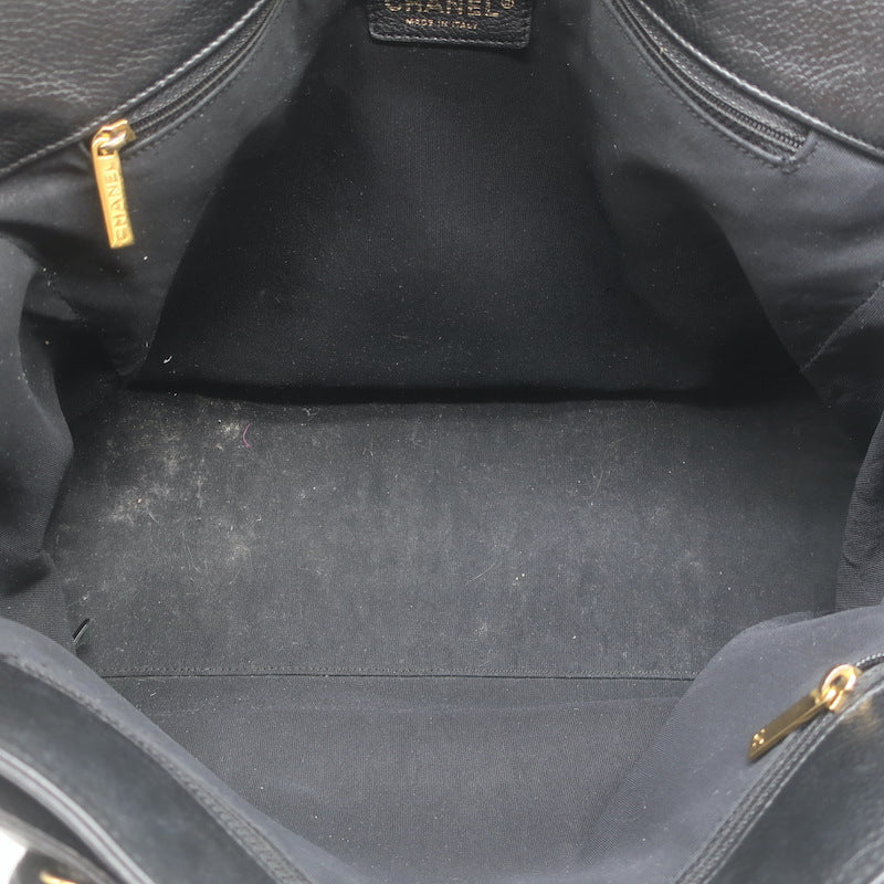 Chanel 2008 Cerf Executive Shopper Tote Black Caviar Leather Medium Shoulder Bag