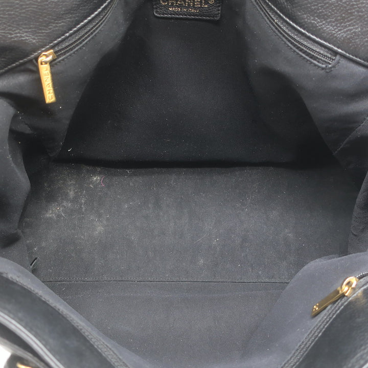 Chanel 2008 Cerf Executive Shopper Tote Black Caviar Leather Medium Shoulder Bag