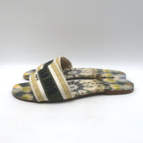Christian Dior Dway Slides Yellow/Olive Embroidered Cotton Size 40