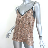 Anine Bing Lace-Trim Cami Beige Python Print Silk Charmeuse Size Small NEW