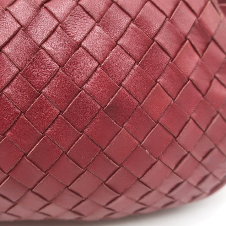 Vintage Bottega Veneta Frame Shoulder Bag Red Intrecciato Leather
