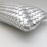 Bottega Veneta Medium Intrecciato Pouch Silver Metallic Leather Flat Clutch