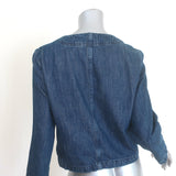 FRAME collarless Cleopatra denim jacket in dark blue, size S — gently pre-owned, authentic designer quality