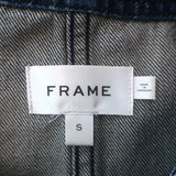 FRAME collarless denim jacket in Cleopatra dark blue, authentic pre-owned, gently worn luxury piece