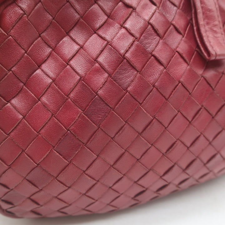 Vintage Bottega Veneta Frame Shoulder Bag Red Intrecciato Leather