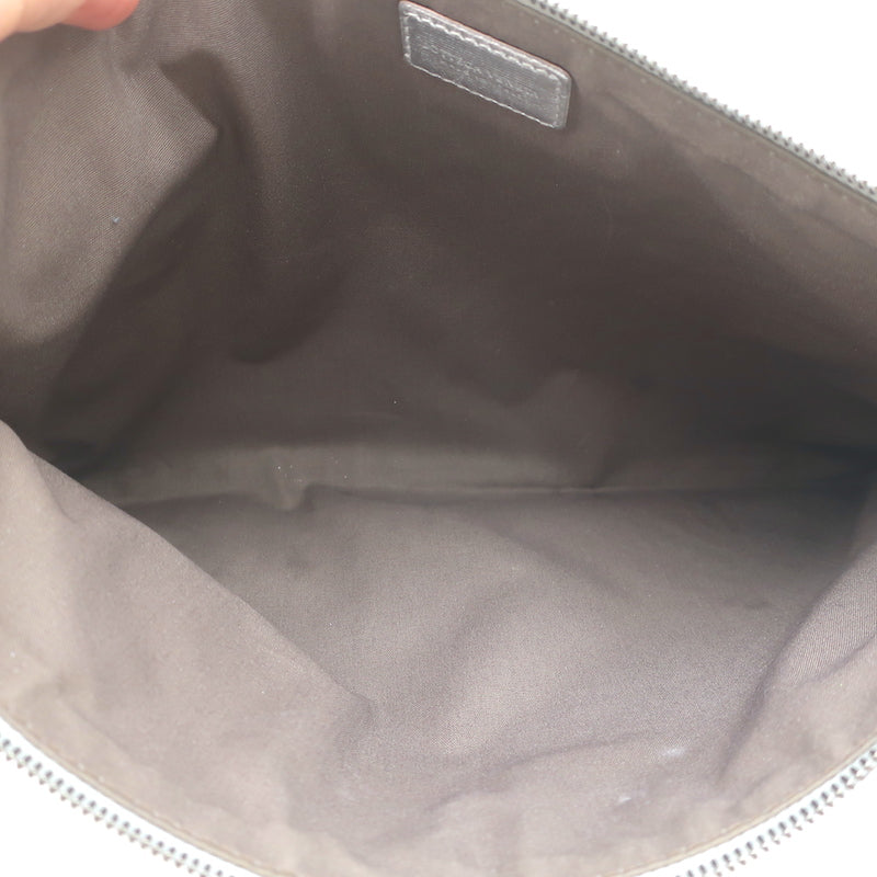 Bottega Veneta Medium Intrecciato Pouch Silver Metallic Leather Flat Clutch